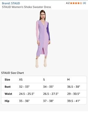 STAUD Colorblock Ribbed Midi Dress in Lavender, Pink, Purple